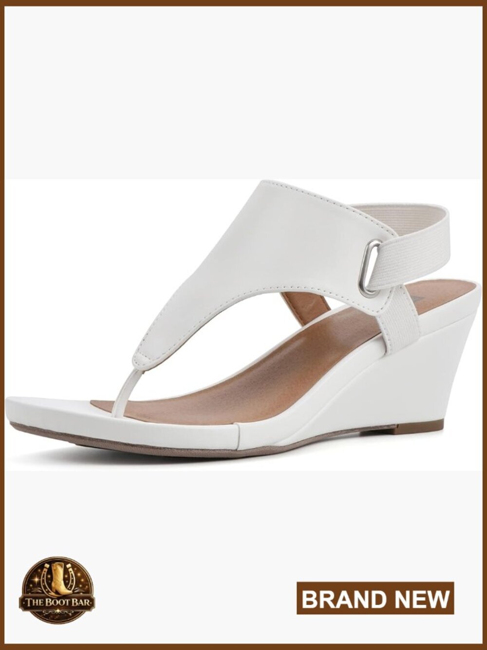Wedge Sandal with Elastic Strap, Cushioned Insole, Slip On